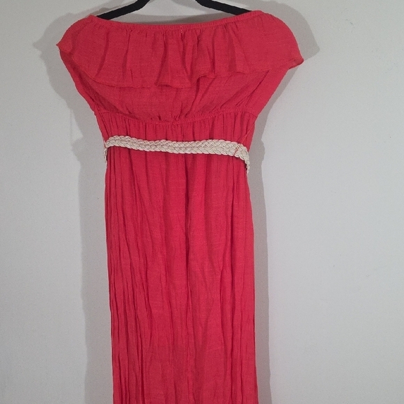 Three Hearts Pink Ruched Off-Shoulder Maxi Gown - Picture 3 of 4